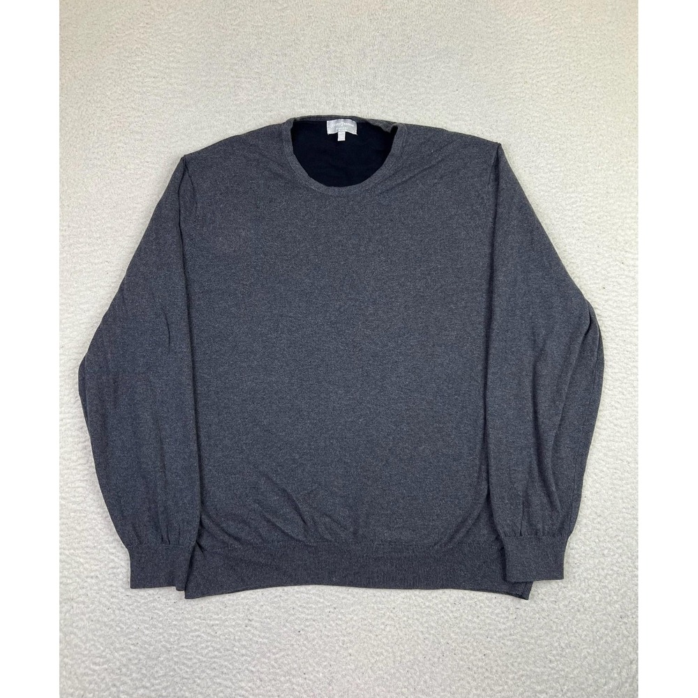 Hickey Freeman Mens XL Gray Cotton Cashmere Blend Crewneck Sweater Pullover